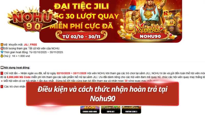 Hướng dẫn nhận hoàn trả Nohu90 đúng quy định